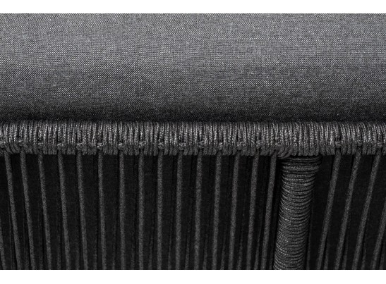 "Канны" угловой модуль плетеный из роупа, каркас алюминий темно-серый (RAL7024) муар, роуп темно-серый круглый, ткань темно-серая 027 в Кургане