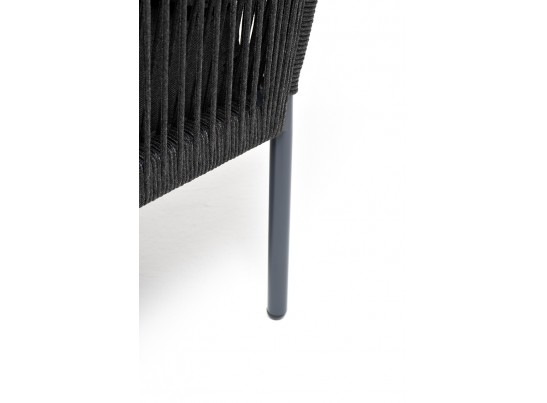 "Канны" угловой модуль плетеный из роупа, каркас алюминий темно-серый (RAL7024) муар, роуп темно-серый круглый, ткань темно-серая 027 в Кургане