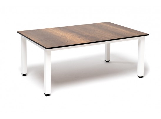 "Канны" журнальный столик из HPL 90х60, H40, каркас белый, цвет столешницы "дуб" в Кургане