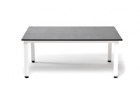 "Канны" журнальный столик из HPL 90х60, H40, каркас белый, цвет столешницы "серый гранит" в Кургане