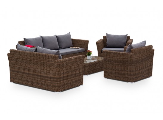 "Капучино Дабл" лаунж-зона из искусственного ротанга, цвет коричневый в Кургане