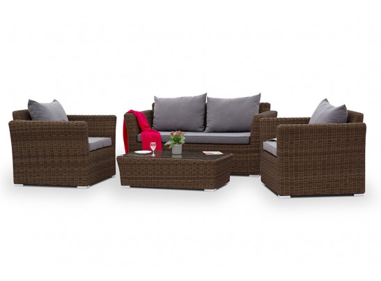 "Капучино" диван из искусственного ротанга трехместный, цвет коричневый в Кургане