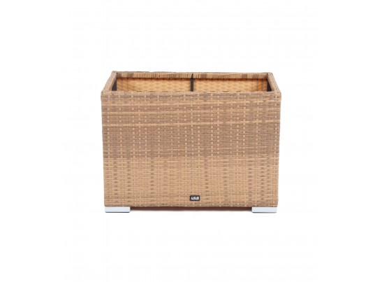 "Лунго" кашпо для цветов большое плетеное из искусственного ротанга, цвет соломенный в Кургане