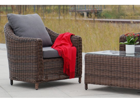 "Кон Панна" кресло из искусственного ротанга, цвет коричневый в Кургане