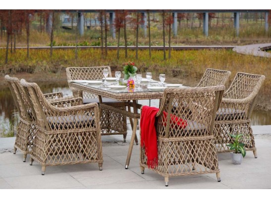 "Латте" обеденная группа плетеная, цвет соломенный в Кургане