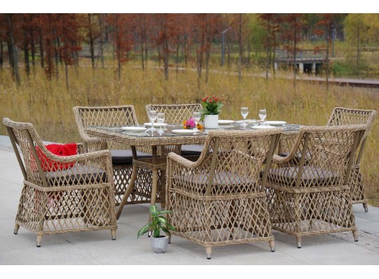 "Латте" обеденная группа плетеная, цвет соломенный в Кургане