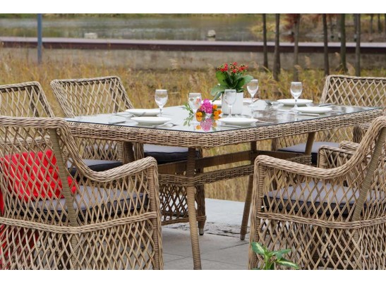 "Латте" обеденная группа плетеная, цвет соломенный в Кургане