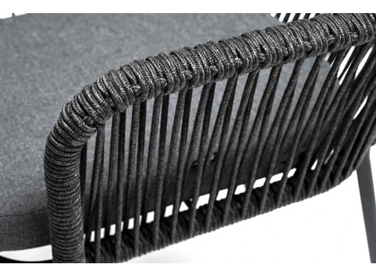 "Лион" обеденная группа на 4 персоны со стульями "Лион" темно-серый, круглый стол "серый гранит" в Кургане