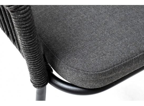 "Лион" обеденная группа на 4 персоны со стульями "Лион" темно-серый, круглый стол "серый гранит" в Кургане