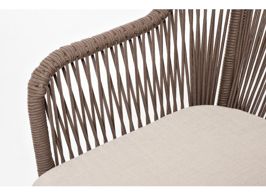 "Лион" стул плетеный из роупа, каркас из стали коричневый, роуп коричневый, ткань бежевая в Кургане