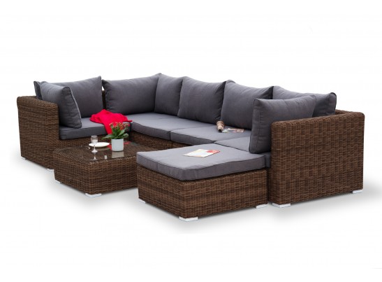 "Лунго" трансформирующаяся лаунж-зона из искусственного ротанга, цвет коричневый в Кургане