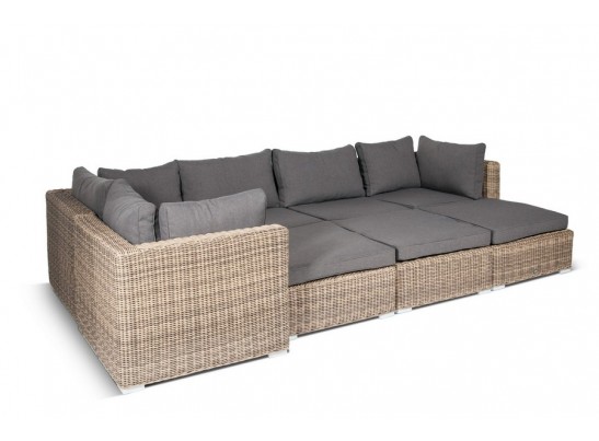 "Лунго" плетеная оттоманка с подушкой, цвет соломенный в Кургане