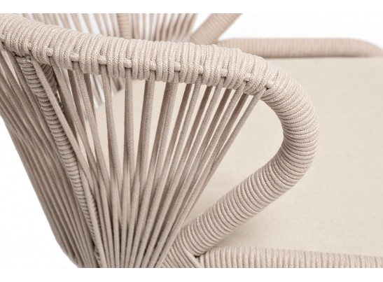 "Малага" обеденная группа на 4 персоны со стульями "Милан", каркас белый, роуп бежевый в Кургане