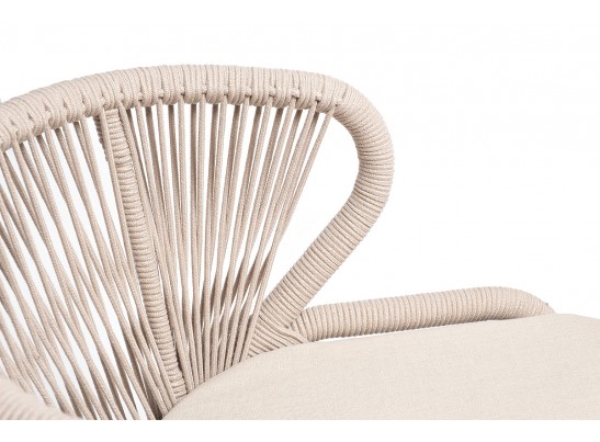 "Малага" обеденная группа на 4 персоны со стульями "Милан", каркас белый, роуп бежевый в Кургане