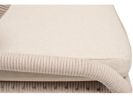 "Малага" обеденная группа на 4 персоны со стульями "Милан", каркас белый, роуп бежевый в Кургане