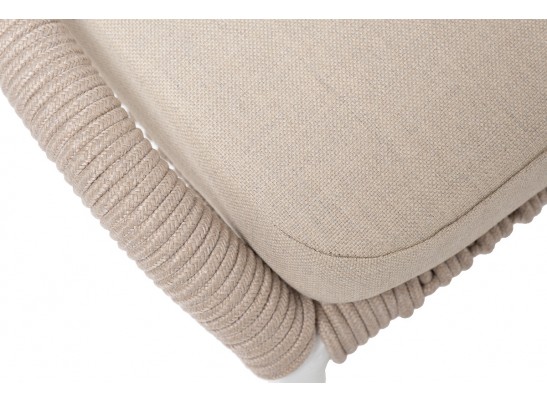 "Малага" обеденная группа на 4 персоны со стульями "Милан", каркас белый, роуп бежевый в Кургане