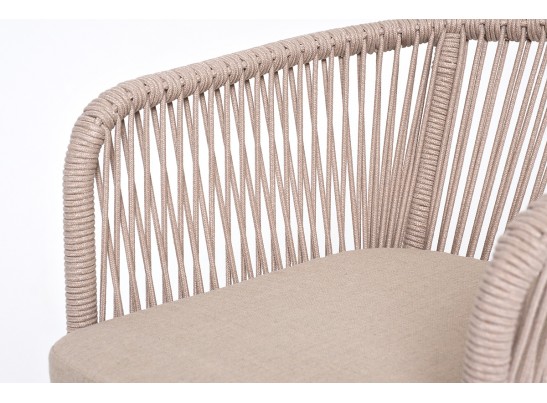 "Марсель" барный стул из роупа, каркас из стали белый, роуп бежевый, ткань бежевая в Кургане