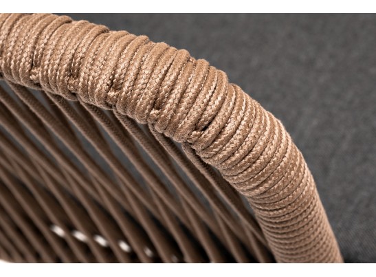 "Марсель" стул плетеный из роупа, каркас алюминий темно-серый, роуп коричневый, ткань серая в Кургане