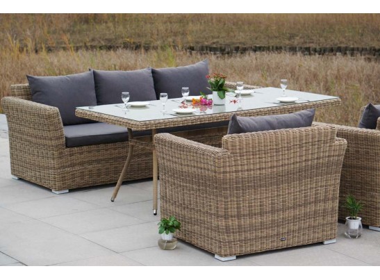 "Моккачино" обеденная группа из искусственного ротанга, цвет соломенный в Кургане