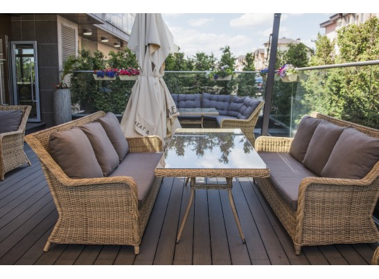 "Гляссе" диван трехместный из искусственного ротанга, цвет соломенный в Кургане