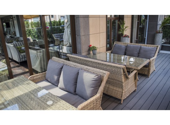 "Гляссе" диван трехместный из искусственного ротанга, цвет соломенный в Кургане