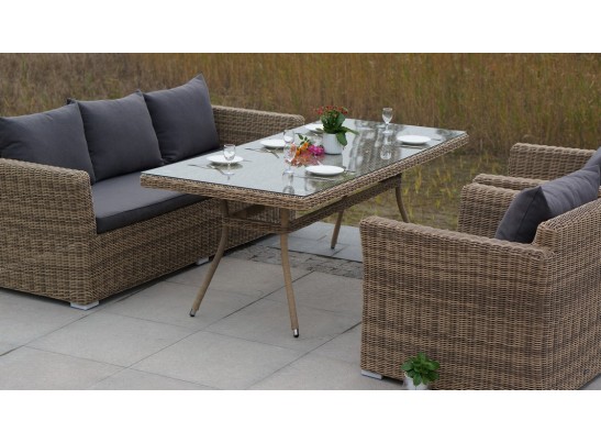 "Латте" плетеный стол из искусственного ротанга 200х90см, цвет соломенный в Кургане