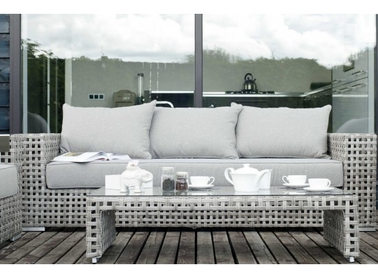 "Тито" кофейный столик плетеный, цвет серый в Кургане