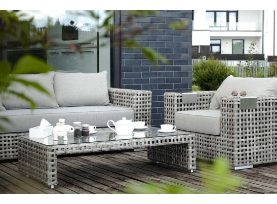 "Тито" кофейный столик плетеный, цвет серый в Кургане