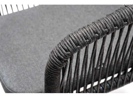 "Венето" обеденная группа на 6 персон со стульями "Марсель", каркас темно-серый, роуп темно-серый в Кургане