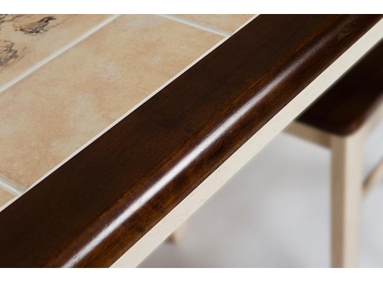 Стол с плиткой CT 3045P (дерево гевея/Античный белый) в Кургане