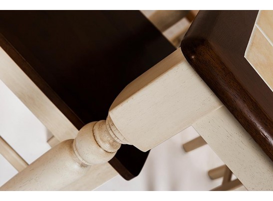 Стол с плиткой CT 3045P (дерево гевея/Античный белый) в Кургане