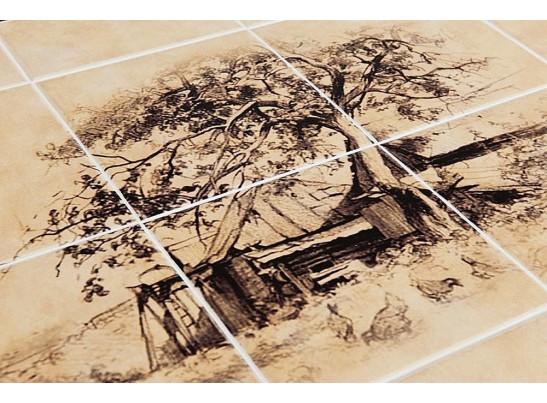 Стол с плиткой CT 3045P (дерево гевея/Тёмный Дуб) в Кургане