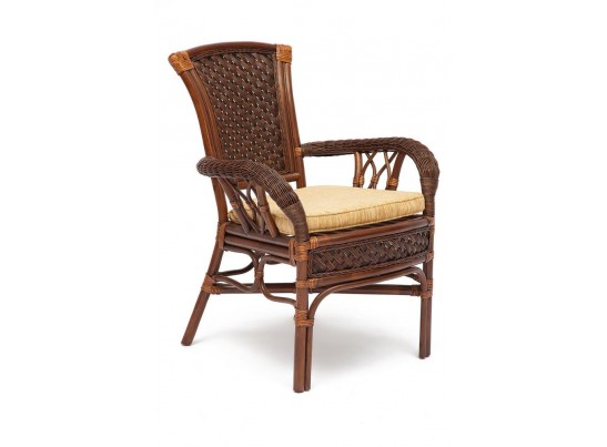 Комплект обеденный "ANDREA" ( стол со стеклом + 4 кресла + подушки) Pecan Washed (античн. орех)