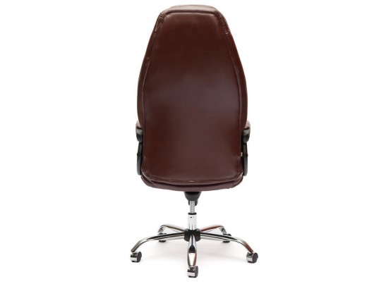 Кресло BOSS люкс хром (кожзам/коричневый/перфорированный) в Кургане