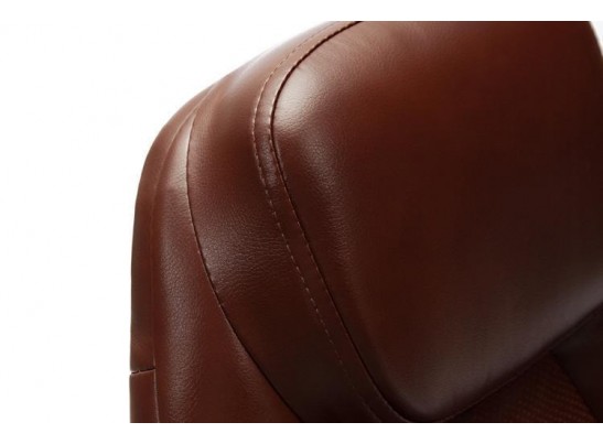 Кресло BOSS люкс хром (кожзам/коричневый/перфорированный) в Кургане