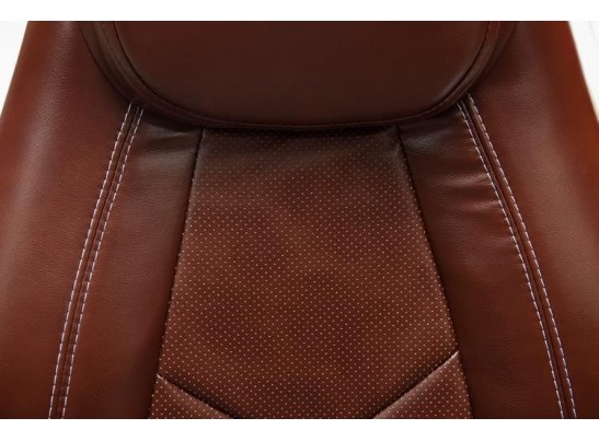 Кресло BOSS люкс хром (кожзам/коричневый/перфорированный) в Кургане
