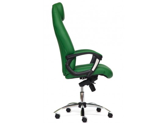 Кресло BOSS люкс хром (кожзам/зеленый/перфорированный) в Кургане