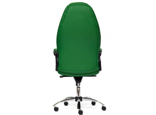 Кресло BOSS люкс хром (кожзам/зеленый/перфорированный) в Кургане