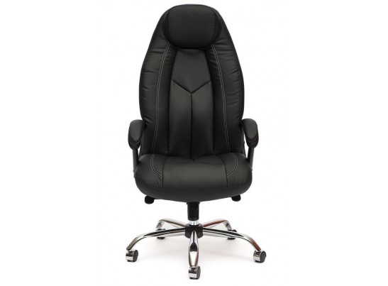 Кресло BOSS люкс хром (кожзам/черный/перфорированный) в Кургане