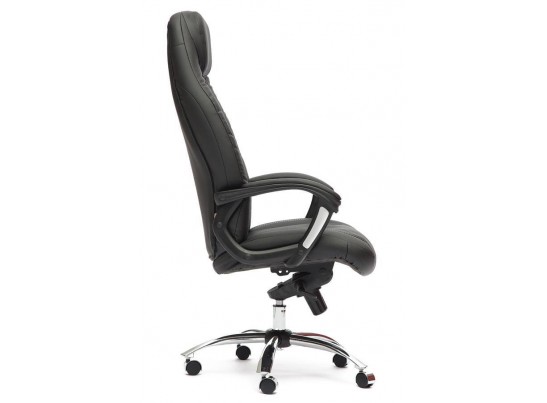 Кресло BOSS люкс хром (кожзам/черный/перфорированный) в Кургане