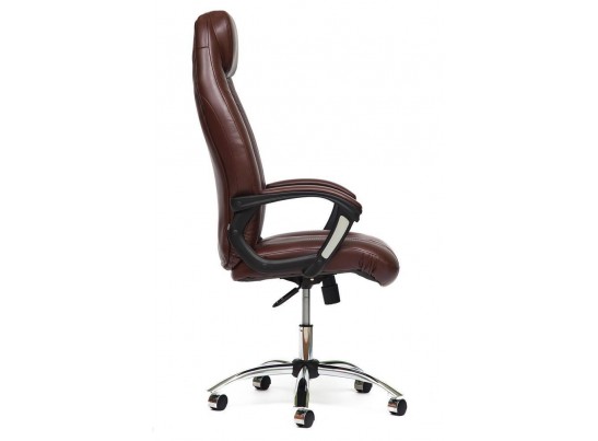 Кресло BOSS хром (кожзам/коричневый) в Кургане