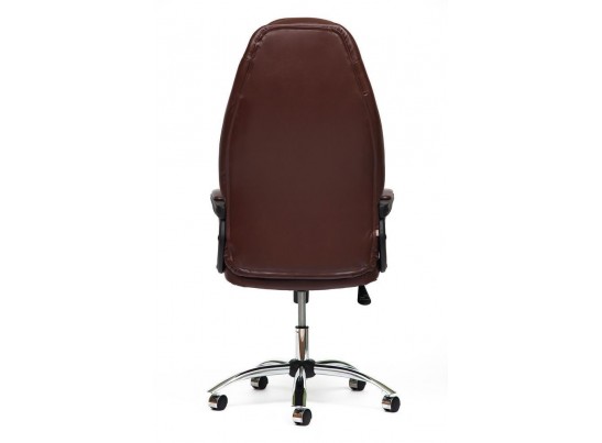 Кресло BOSS хром (кожзам/коричневый) в Кургане