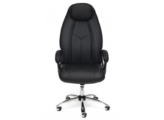 Кресло BOSS хром (кожзам/черный/перфорированный) в Кургане