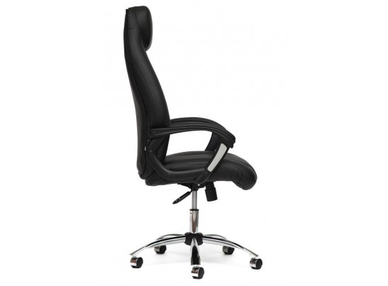 Кресло BOSS хром (кожзам/черный/перфорированный) в Кургане