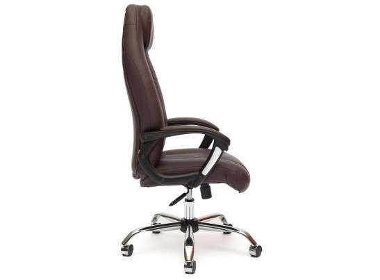 Кресло BOSS хром (кожзам/коричневый/перфорированный) в Кургане
