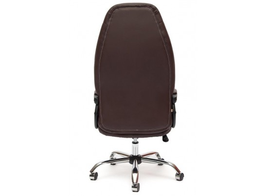 Кресло BOSS хром (кожзам/коричневый/перфорированный) в Кургане