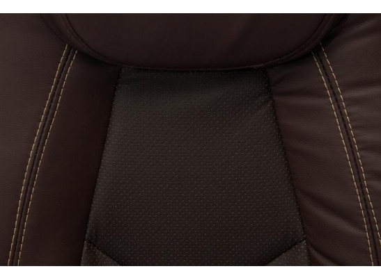 Кресло BOSS хром (кожзам/коричневый/перфорированный) в Кургане