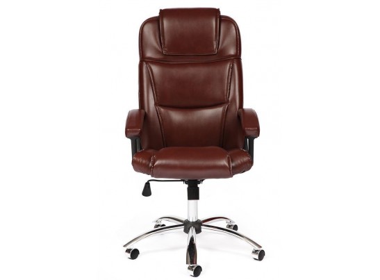 Кресло BERGAMO хром (кожзам/коричневый/светлый) в Кургане