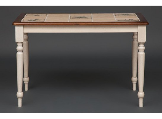 Стол с плиткой CT 3045P (дерево гевея/Античный белый/Малайзия) в Кургане