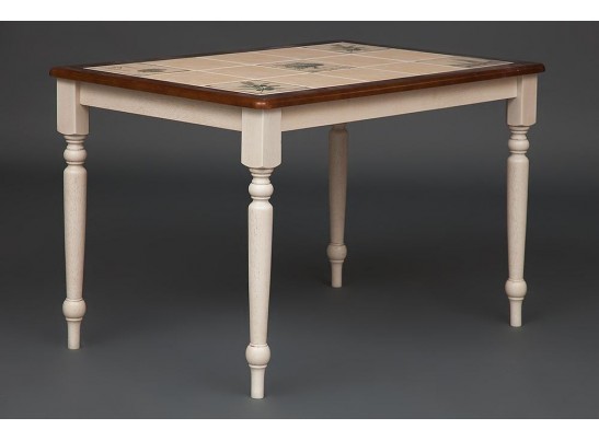 Стол с плиткой CT 3045P (дерево гевея/Античный белый/Малайзия) в Кургане